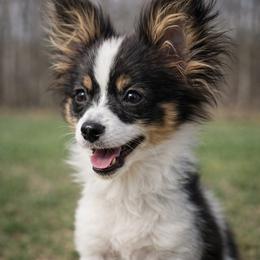 Bullet - White black and tan male Papillon puppy in Coatesville, Indiana from Wendy’s Wings