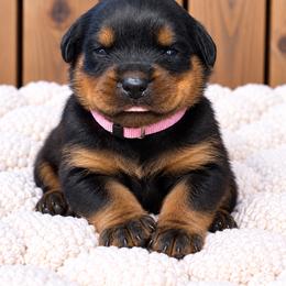 Light pink collar - Black and mahogany female Rottweiler puppy in Industry, Illinois from KDKs Kennels