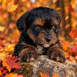 Mars - Black and tan male Yorkipoo puppy in Lebanon, Kentucky from Mosaic Merle Doodles