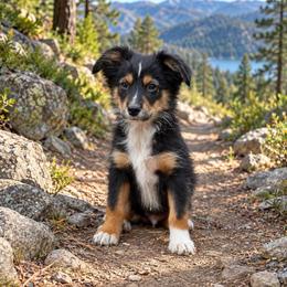 Dano - Black tri male Miniature Australian Shepherd puppy in Lakeport, California from Akins Aussies/Wild Rose Ranch