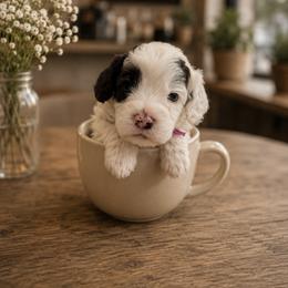 Lyric - Black and chalk female Australian Labradoodle puppy in Denton, Texas from Dignity Labradoodles