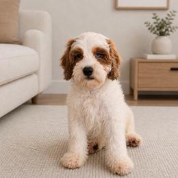 Spaghetti - Red merle male Aussiedoodle puppy in North Royalton, Ohio from Johnson's Doodles