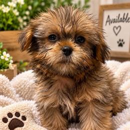 Hermes - Chocolate and tan male Shih Tzu puppy in Chattanooga, Tennessee from Joyfull Pals