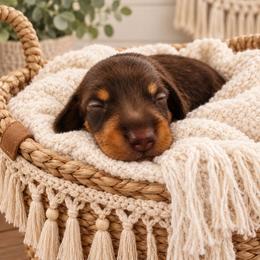 Chance- CKC Registration - Chocolate and tan male Dachshund puppy in Stoneville, North Carolina from Yadkin Valley Dachshunds