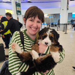 Green collar - Tri-color female Bernedoodle puppy in Shelby, North Carolina from Forever Grateful Doodles