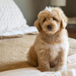Slinky Dog - Apricot male Schnoodle puppy in Grove, Oklahoma from Grand Lake Poodles & Doodles