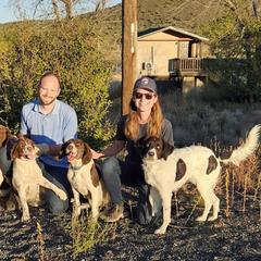 "With our friends at High Desert Drents. Left to right are Finn, Lova, Oakley (Iris's half sister) and Iris." Drentsche Patrijshond All Grown Up from Meliora Drentsche Patrijshonden