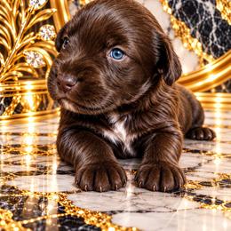 Truffles  (blue eyes) - Liver male Miniature Schnauzer puppy in Panama City, Florida from Emerald Coast Schnauzers