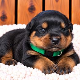 Green collar - Black and mahogany male Rottweiler puppy in Industry, Illinois from KDKs Kennels