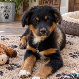 Buster - Black tri male Miniature Australian Shepherd puppy in Lakeport, California from Akins Aussies/Wild Rose Ranch