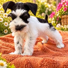 Bowie - Parti male Miniature Schnauzer puppy in La Mirada, California from SchnauzersRus
