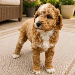 Riot - Red female Bernedoodle puppy in Santa Barbara, California from K+C Doodles