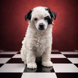 Caterpillar - Black and white male Chinese Crested puppy in Destin, Florida from Fairy Tale Cresteds