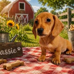 Cassie - Red female Dachshund puppy in Hudson, Michigan from Mittentail Kennel Miniature Dachshunds & Australian Shepherds