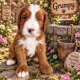 Grumpy (7 dwarfs theme) - Red  male Goldendoodle puppy in Ozark, Missouri from Halo Doodles